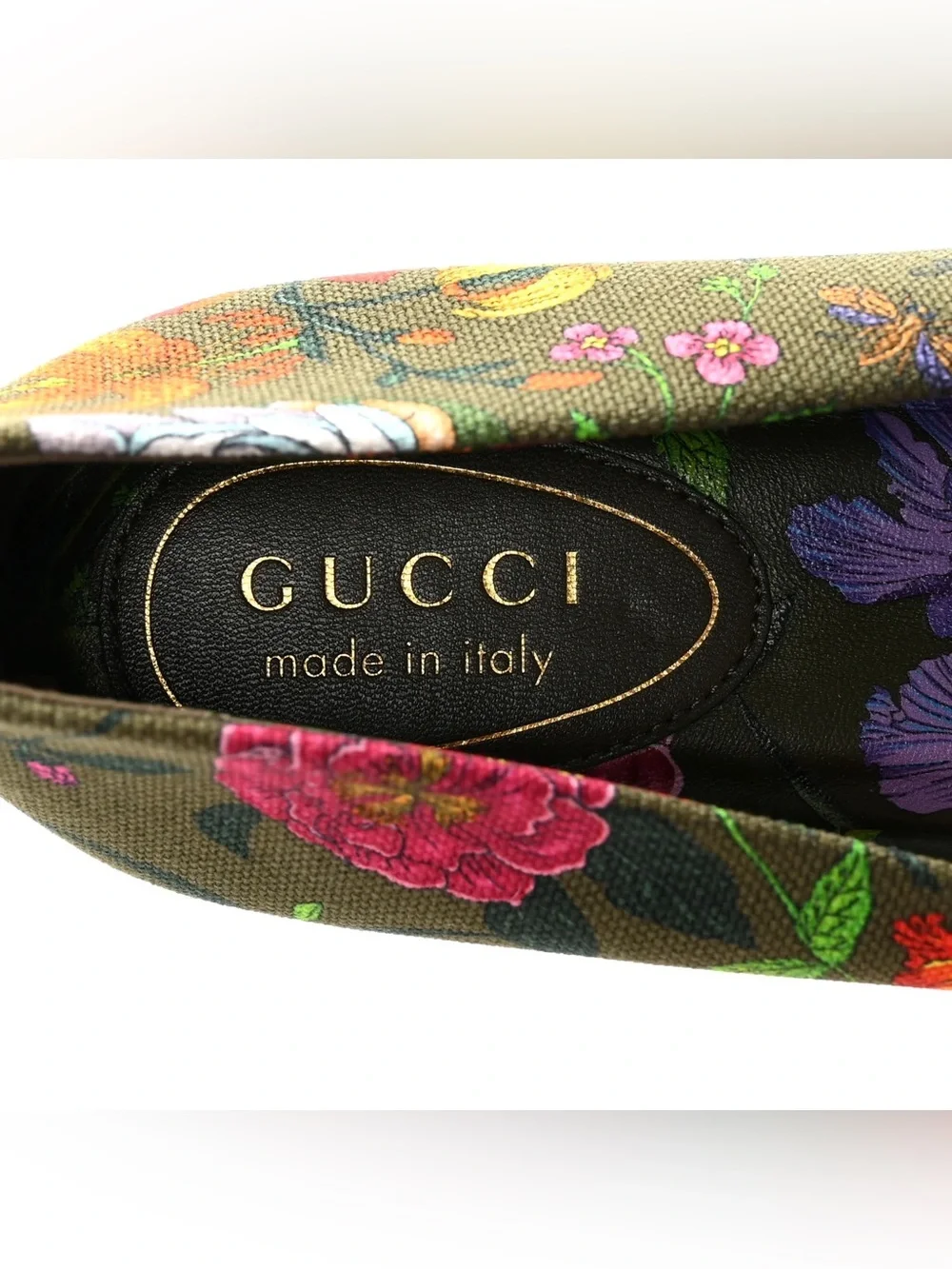 GUCCI Sepang Flora Leather Canvas GG Marmont Ballerina Flats 38.5